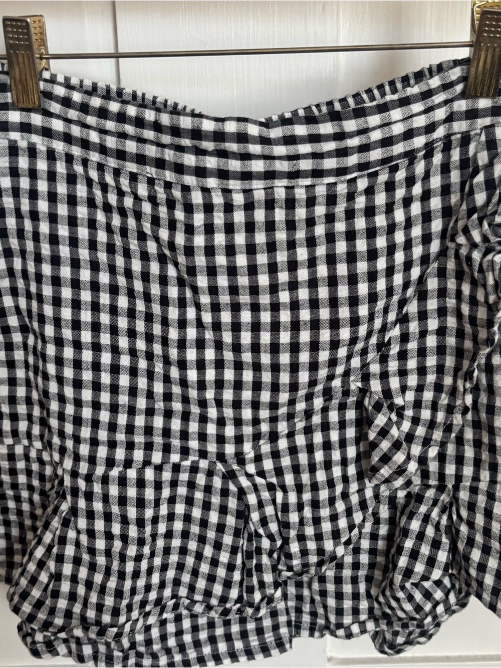 Black & White Gingham Mini Skirt with Ruffle Hem